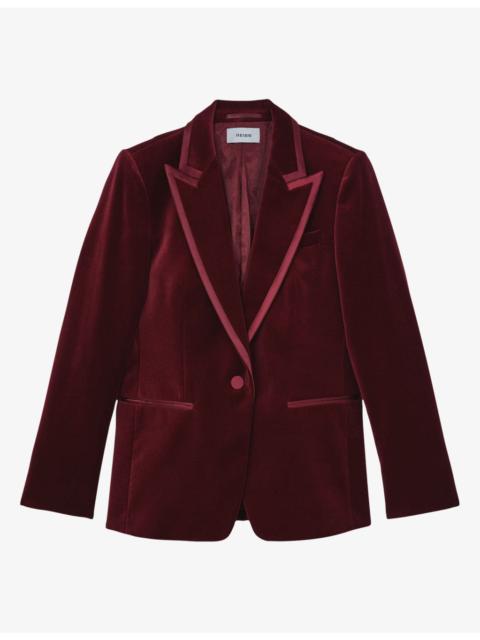 REISS Wren Satin-Trim Single-Breasted Velvet Blazer