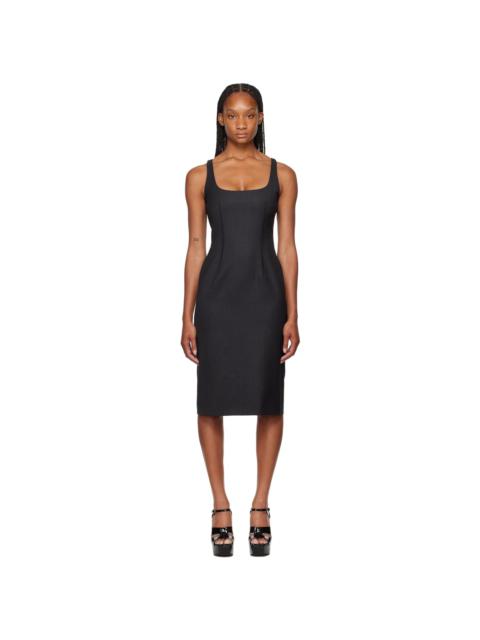 Moschino Gray Scoop Neck Midi Dress
