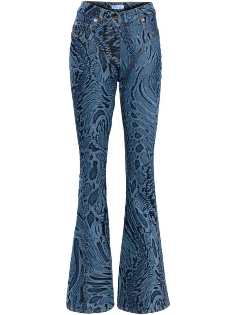 MUGLER snake-print flared jeans