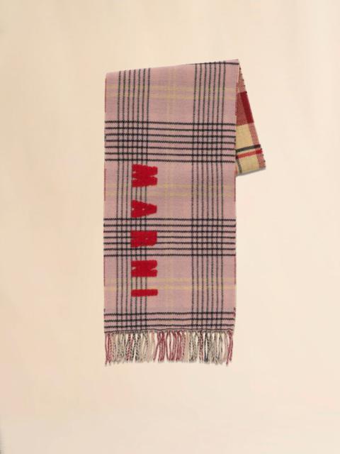 Marni PINK DOUBLE CHECK WOOL SCARF