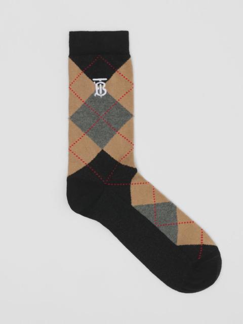 Burberry Argyle Intarsia Cotton Cashmere Blend Socks