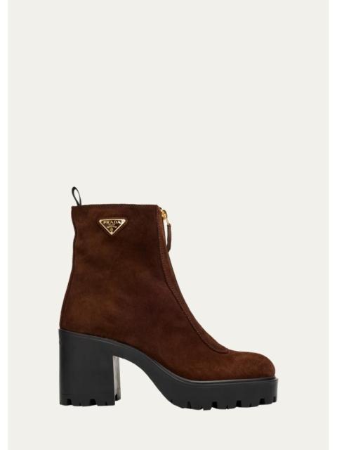Prada 85mm Stride Flow Suede Ankle Boots