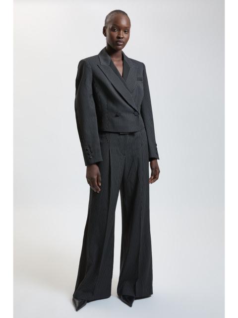KAREN MILLEN Pinstripe Satin Mix Tailored Wide Leg Trouser