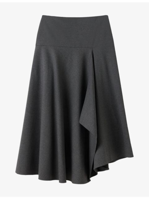 WHISTLES Draped Asymmetric Woven Midi Skirt