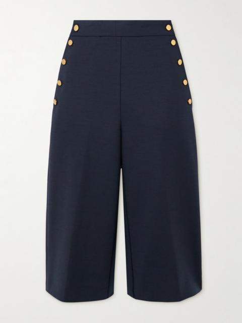 Max Mara Valdez Button-embellished Wool-blend Shorts