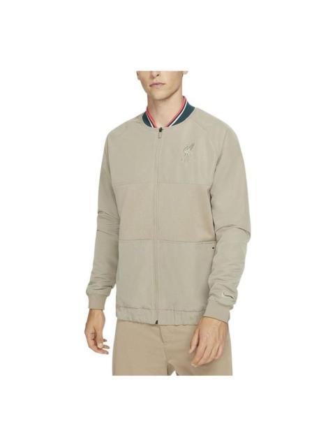 Nike Nike Soccer/Football Embroidered Alphabet Training Knit Baseball Collar Jacket Khaki DA9764-391