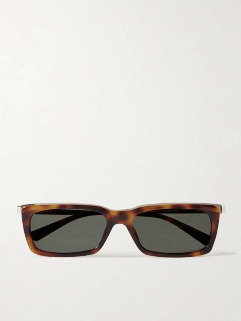 SAINT LAURENT Rectangle-frame tortoiseshell acetate and gold-tone sunglasses Tortoiseshell