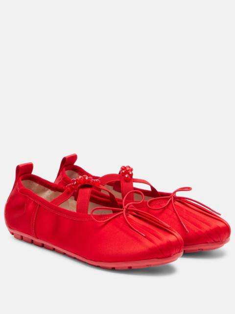 Simone Rocha Grip embellished satin ballet flats