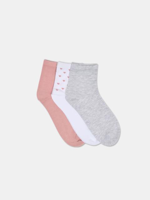 dolce vita 3 PACK SWEET HEART ANKLET SOCKS WHITE PINK