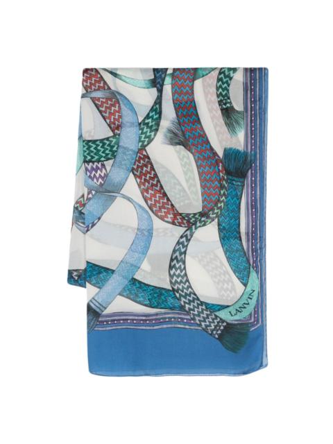 Lanvin logo-print silk scarf