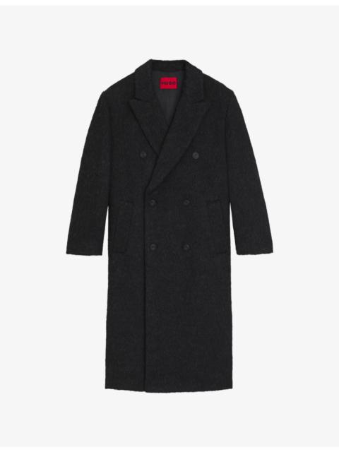 HUGO Double-Breasted Relaxed-Fit Wool-Blend Coat