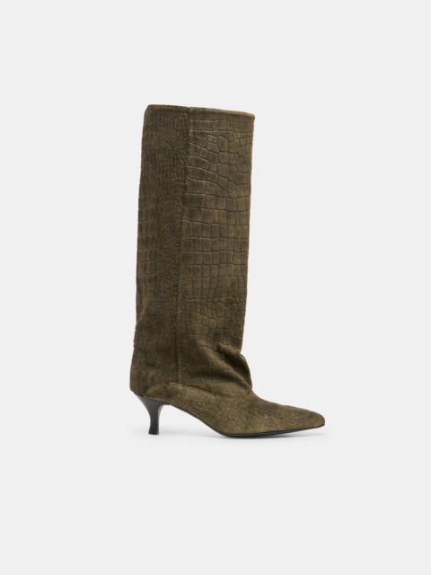 dolce vita ROXLA BOOTS OLIVE CROCO EMBOSSED LEATHER
