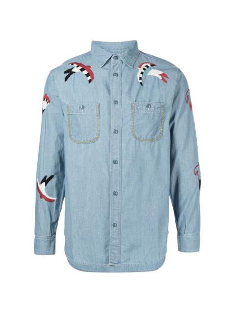 swallow-embroidered work shirt