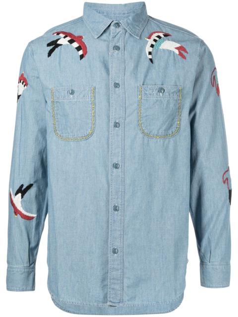 swallow-embroidered work shirt