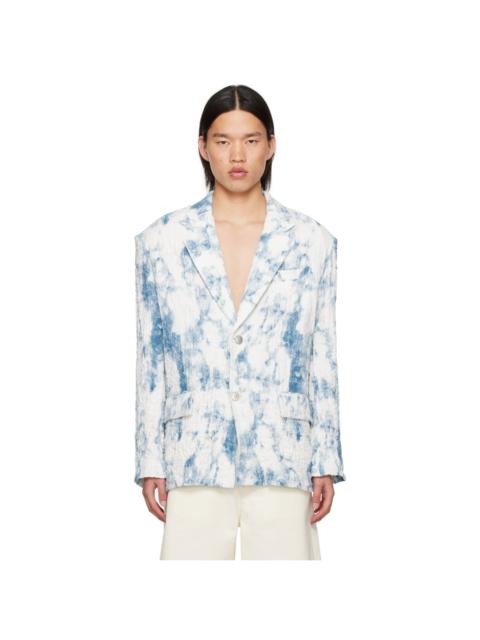 FENG CHEN WANG Blue & White Printed Blazer