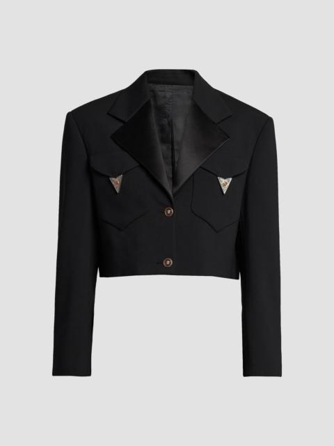 VERSACE Women's La Vacanza Hardware-Embellished Wool Crop Blazer - Black