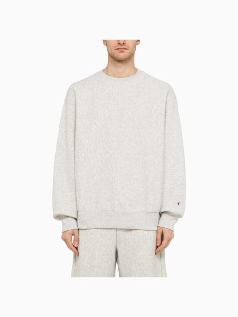 Light grey cotton blend crew-neck sweatshirt