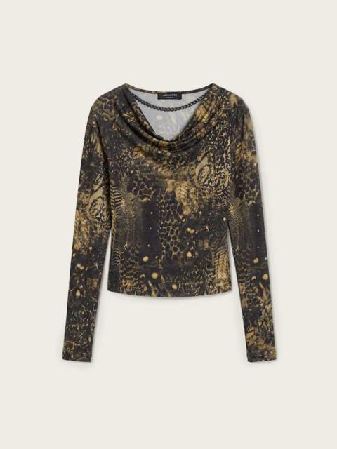 ALLSAINTS HALLIE COWL NECK SLIM FIT TOP