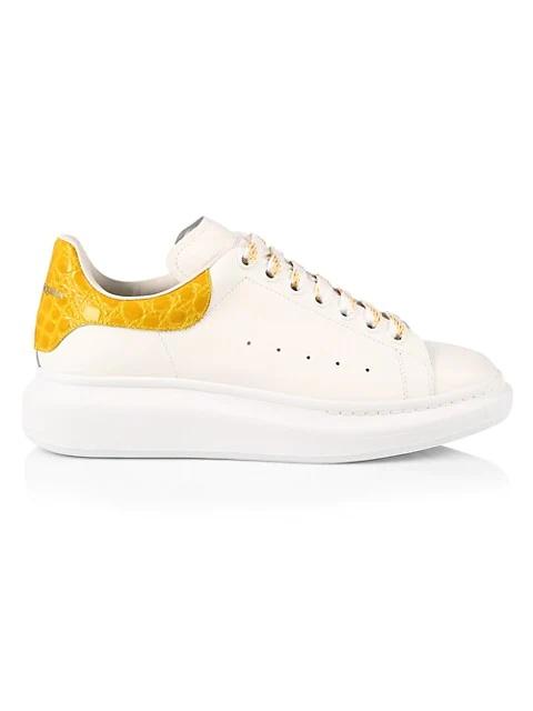 Alexander McQueen Men's Croc-Embossed Leather Platform Sneakers
