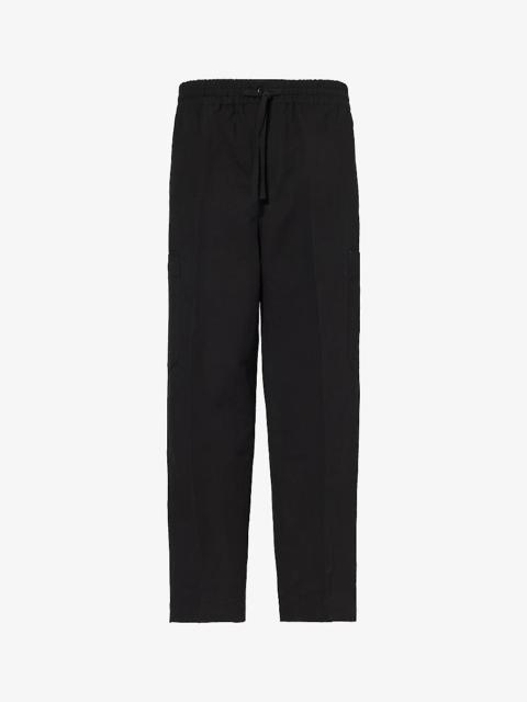 Brand-patch relaxed-fit cotton and linen-blend cargo trousers