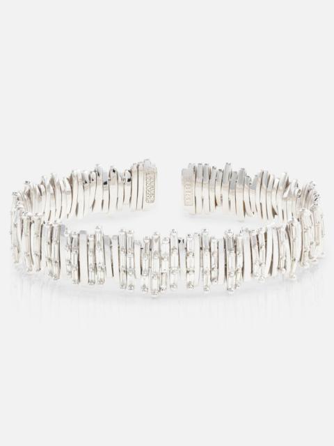 SUZANNE KALAN 18kt white gold cuff bracelet with diamonds