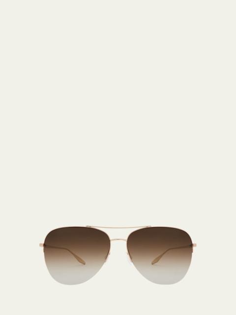 BARTON PERREIRA Chevalier Brown Titanium Aviator Sunglasses