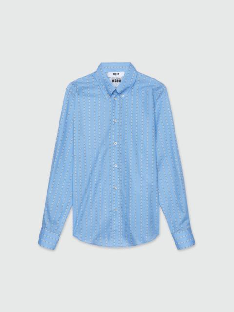 MSGM Shirt in light blue poplin and "TheMwave" striped pattern