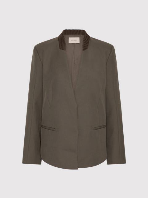 ST. AGNI Rib Collar Blazer - Khaki