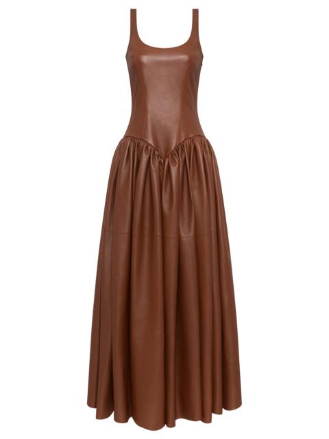 GABRIELA HEARST Isai Maxi Dress In Cognac Nappa Leather