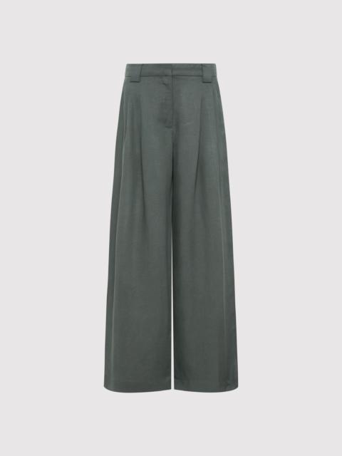 ST. AGNI Wide Leg Pleat Pants - Balsam Green
