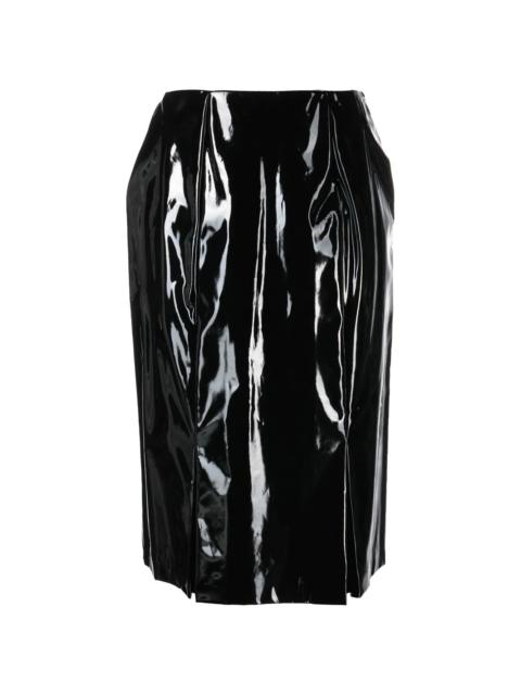Raf Simons high-shine slit-detail knee-length skirt