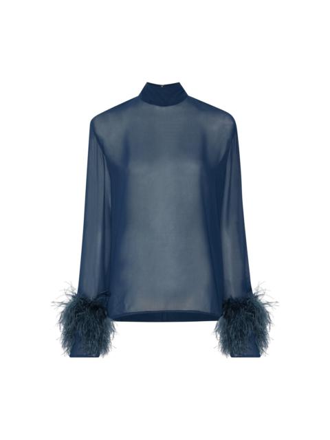 LAPOINTE Georgette Top With Feathers