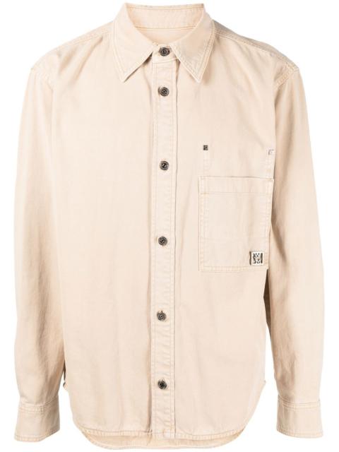 Wooyoungmi logo-plaque cotton shirt