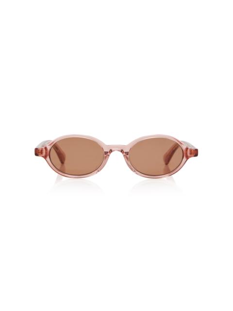 Bottega Veneta Slim Ribbon Acetate Sunglasses red