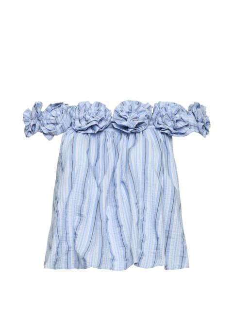 Cinq à Sept Kelsey floral-appliqué striped blouse