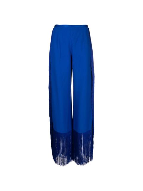 fringe-detailing zip-up flared trousers