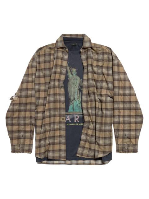 BALENCIAGA Women's Paris Liberty Layered Oversized Shirt - Beige