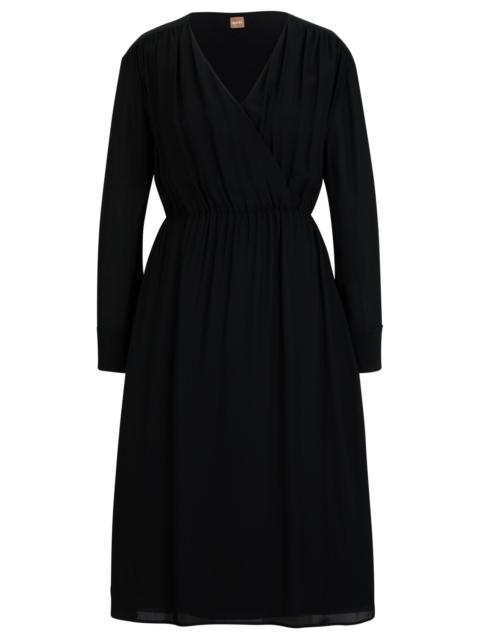 BOSS REGULAR-FIT DRESS WITH WRAP FRONT AND BUTTON CUFFS