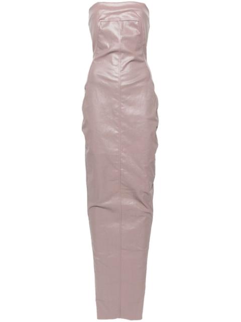 Rick Owens coated-denim strapless bustier gown