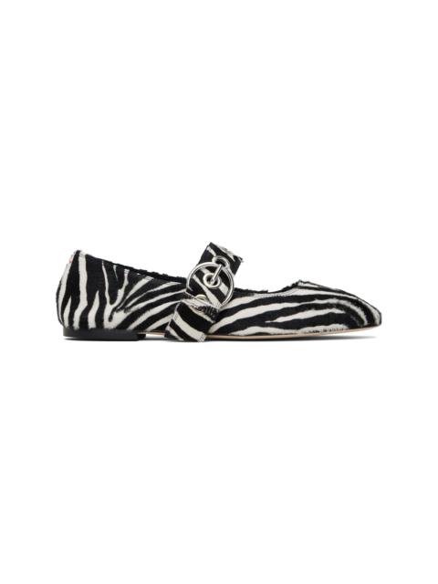 Aeyde Black & White Uma Eyelet Mary-Jane Ballerina Flats