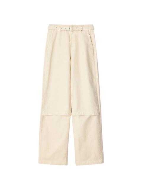 Lemaire work pants in garment-dyed shiny denim