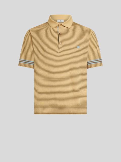 STRIPED KNIT POLO SHIRT WITH PEGASO DETAIL