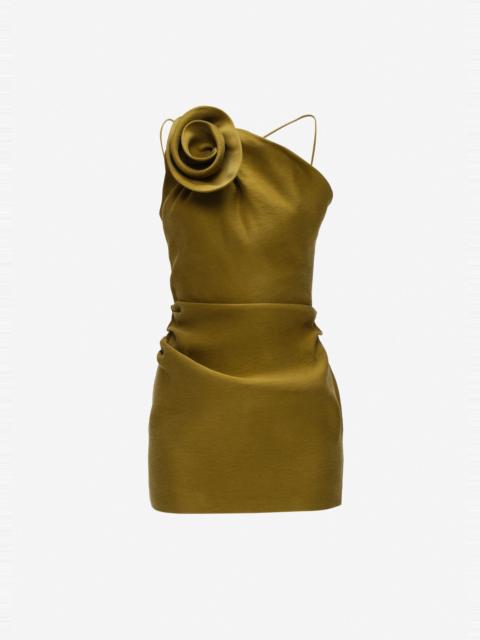 MAGDA BUTRYM Rose one-shoulder mini dress in green