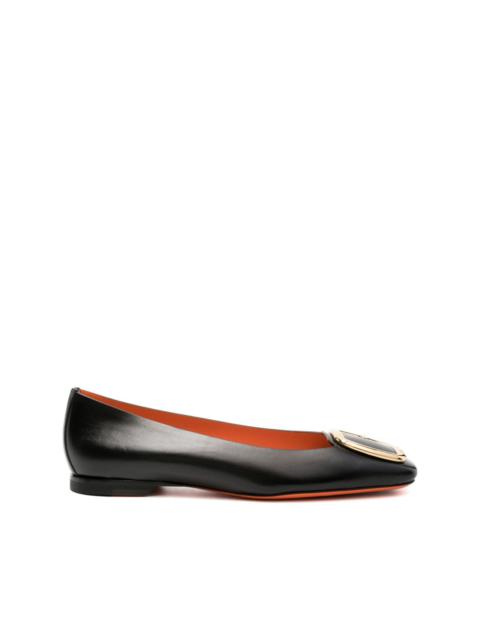 Santoni buckle-detail leather ballerina shoes