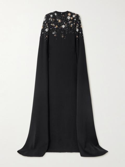 ZUHAIR MURAD Cape-effect Embellished Cady Gown