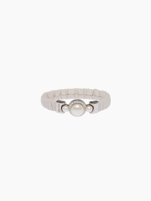Miu Miu Nappa leather and metal bracelet