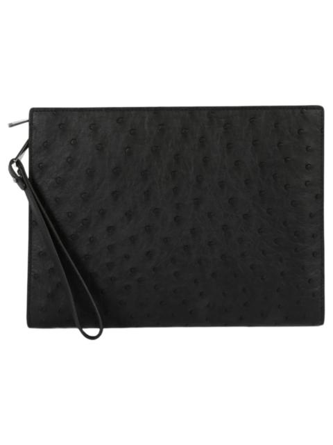 Bottega Veneta Bottega Veneta Leather Pouch Wristlet Black Silver