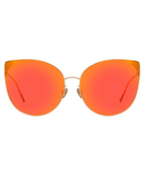 FLYER CAT EYE SUNGLASSES IN ROSE GOLD AND RED