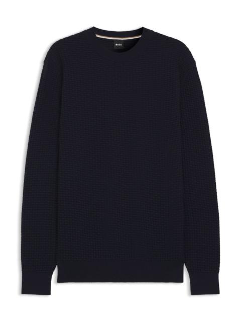 BOSS COTTON SWEATER WITH MIXED STRUCTURES