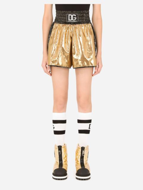 Dolce & Gabbana Foiled-gold nylon shorts
